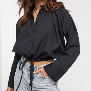 ASOS DESIGN Long Sleeve Shirt with Bubble Hem